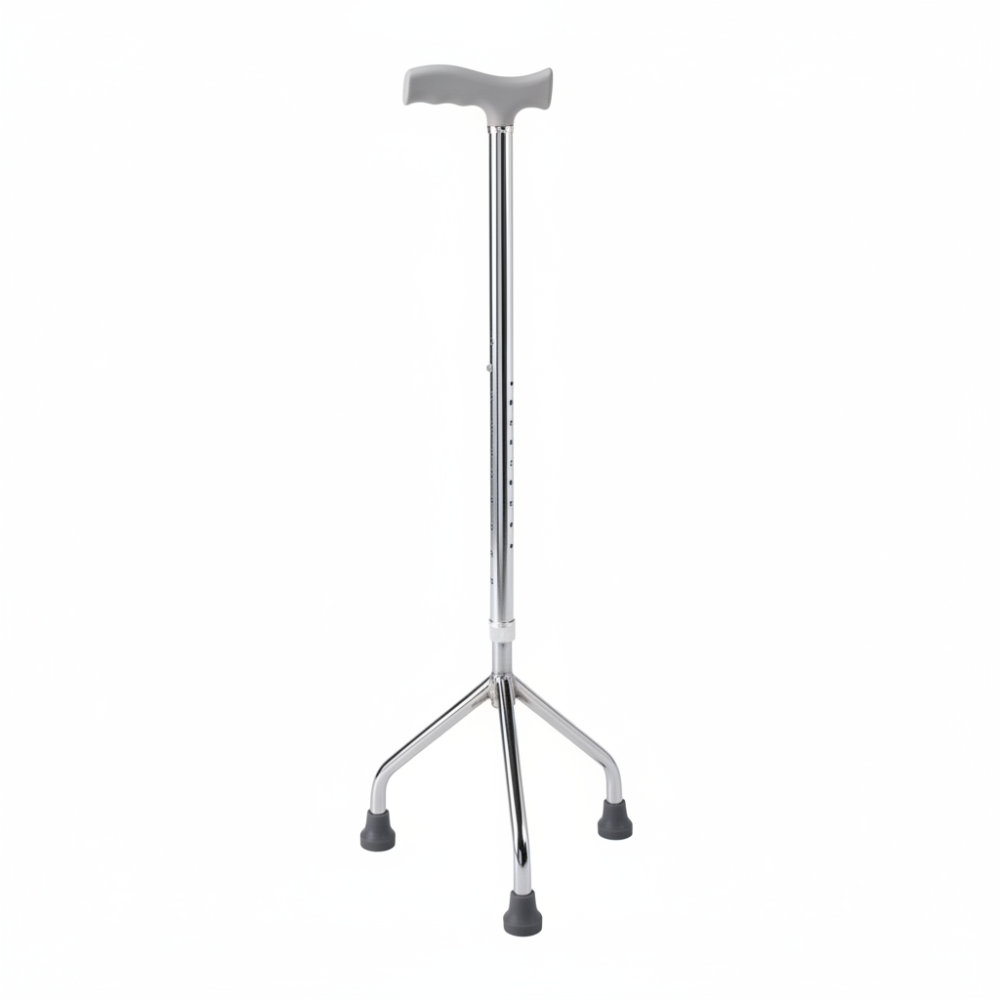 Canne tripode avec base 3 pieds et hauteur réglable pour aide à la marche.