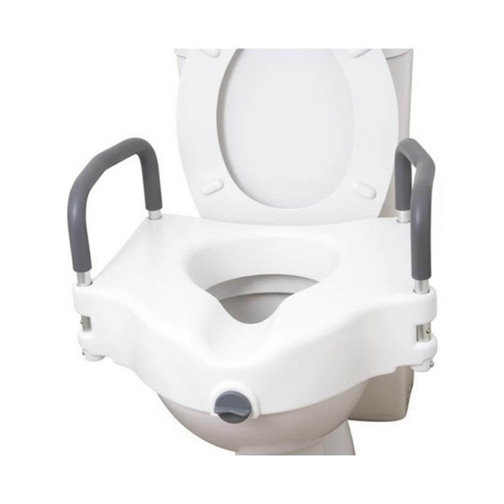 Rehausseur de toilette avec accoudoirs amovibles, assise rehaussée 15,2 cm, confortable et sécurisant, adapté aux personnes âgées ou à mobilité réduite