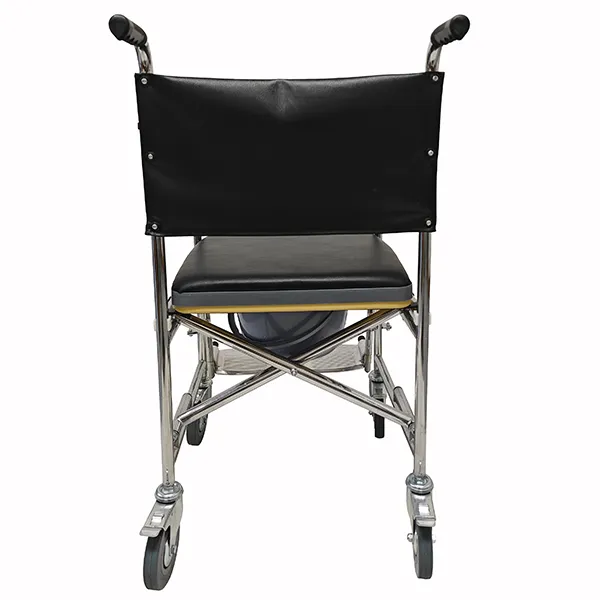 Chaise WC mobile pliante avec roues et freins de sécurité