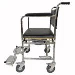 Chaise garde-robe mobile pliante en acier avec roulettes verrouillables, siège amovible et repose-pieds réglable