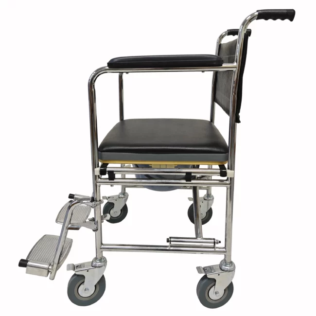 Chaise garde-robe mobile pliante en acier avec roulettes verrouillables, siège amovible et repose-pieds réglable