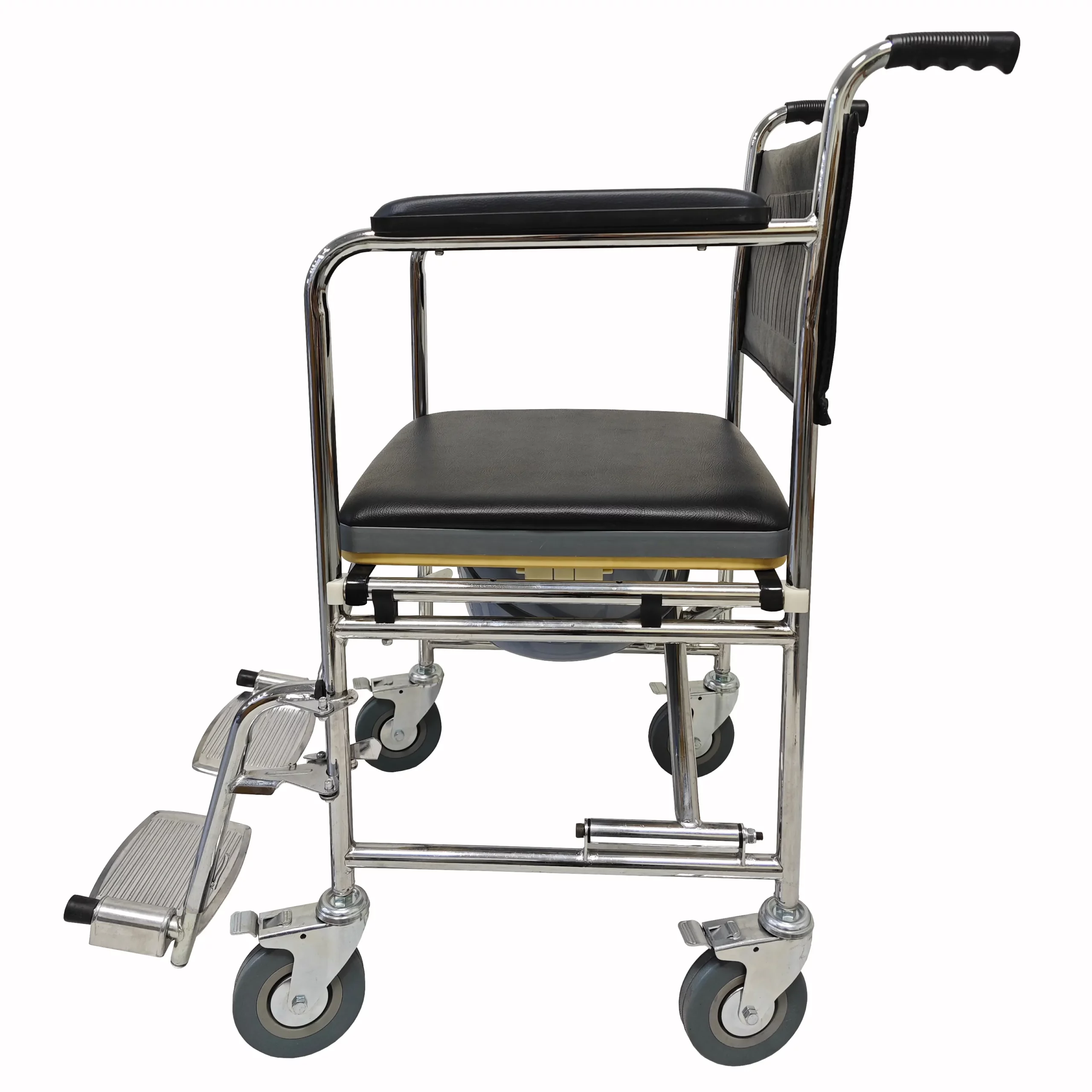 Chaise garde-robe mobile pliante en acier avec roulettes verrouillables, siège amovible et repose-pieds réglable