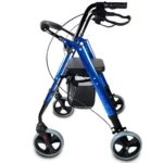 Déambulateur adulte pliable avec siège et roulettes 360°, cadre en aluminium léger et robuste