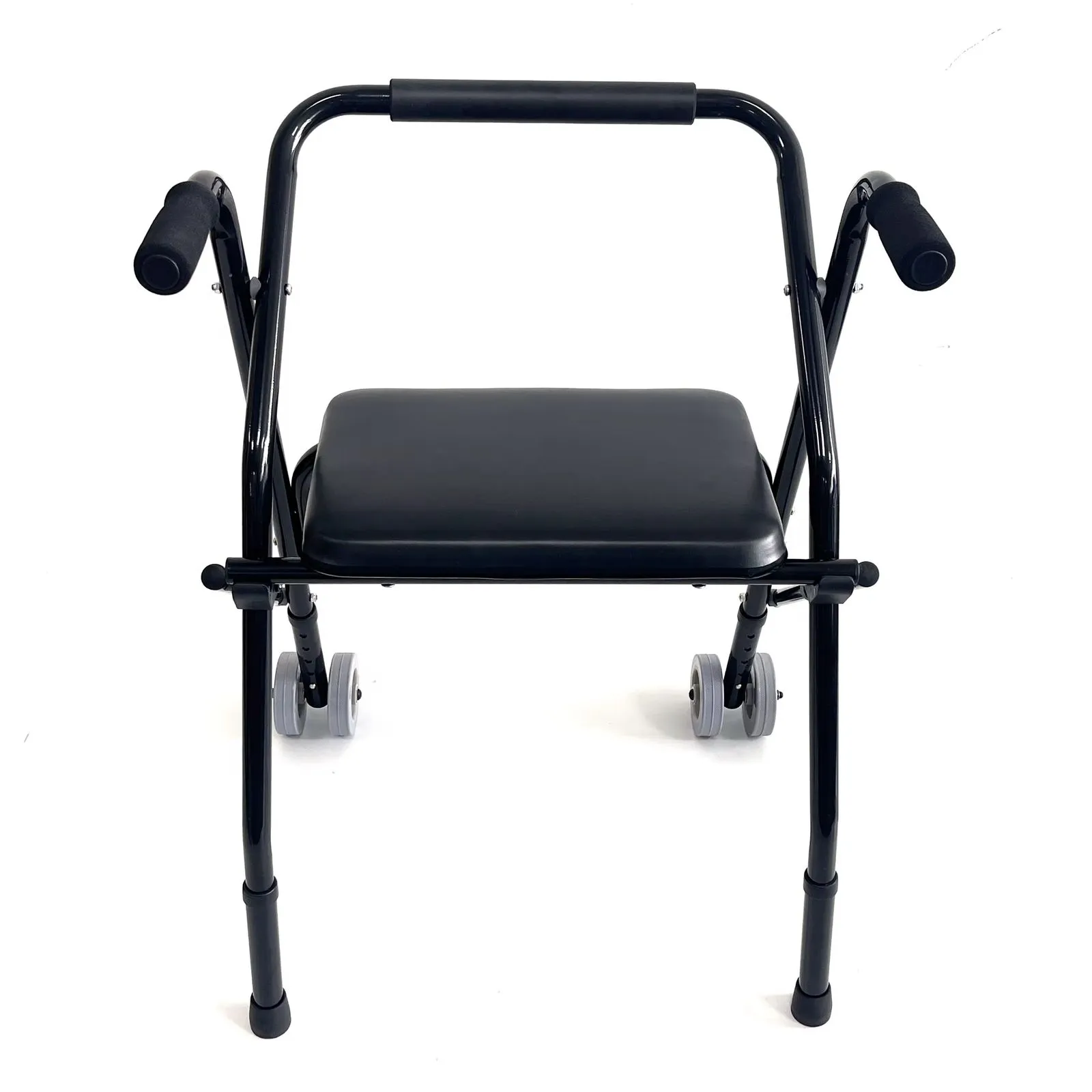 Déambulateur senior avec siège rembourré et structure en acier