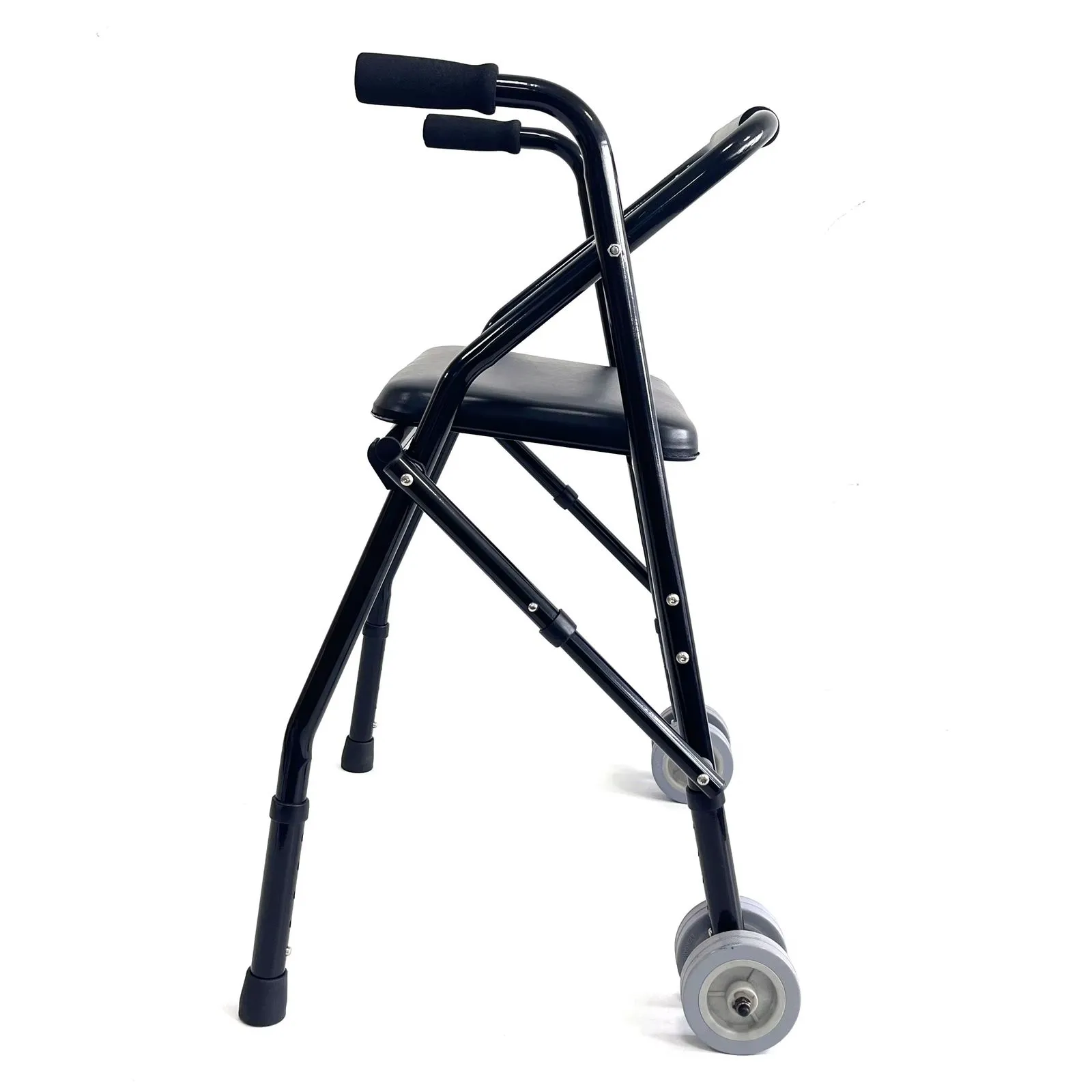 Déambulateur pliable avec siège et roues avant pour aide à la marche