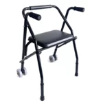 Déambulateur pliable avec siège et roues avant pour aide à la marche