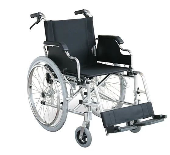 Fauteuil roulant senior léger en aluminium avec pneus pleins, pliable et confortable