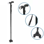 Canne pliable légère pour seniors avec lampe intégrée et base stable