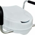 Rehausseur de toilette adulte 10 cm avec accoudoirs, siège WC clipsable universel pour cuvette ronde ou allongée, destiné aux seniors, personnes à mobilité réduite et usage post-opératoire.