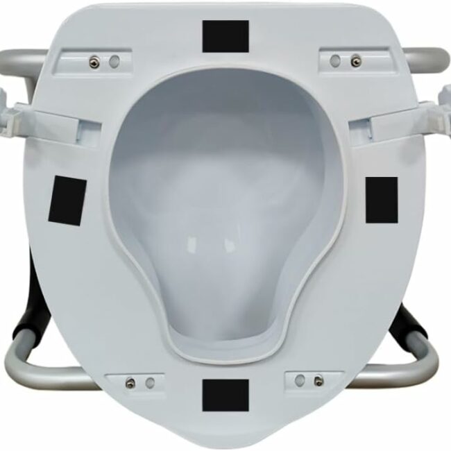 Rehausseur de toilette adulte 10 cm avec accoudoirs, siège WC clipsable universel pour cuvette ronde ou allongée, destiné aux seniors, personnes à mobilité réduite et usage post-opératoire.