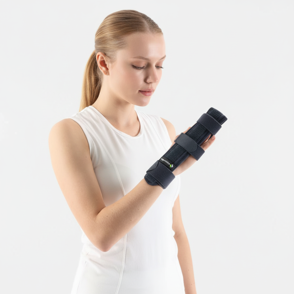 Attelle de fracture de doigt avec sangles Velcro et plaque en aluminium pour immobilisation