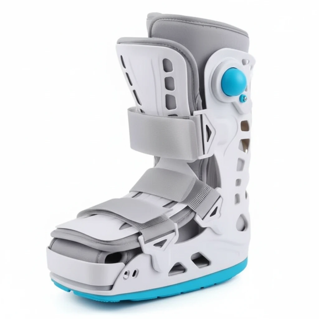 Botte de marche courte orthopédique avec coque renforcée et coussin gonflable pour cheville et pied blessés