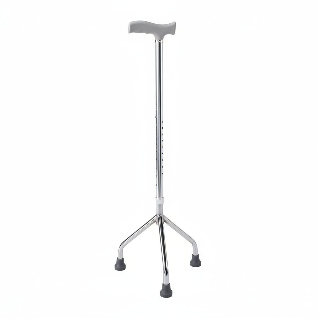 Canne tripode avec base 3 pieds et hauteur réglable pour aide à la marche.