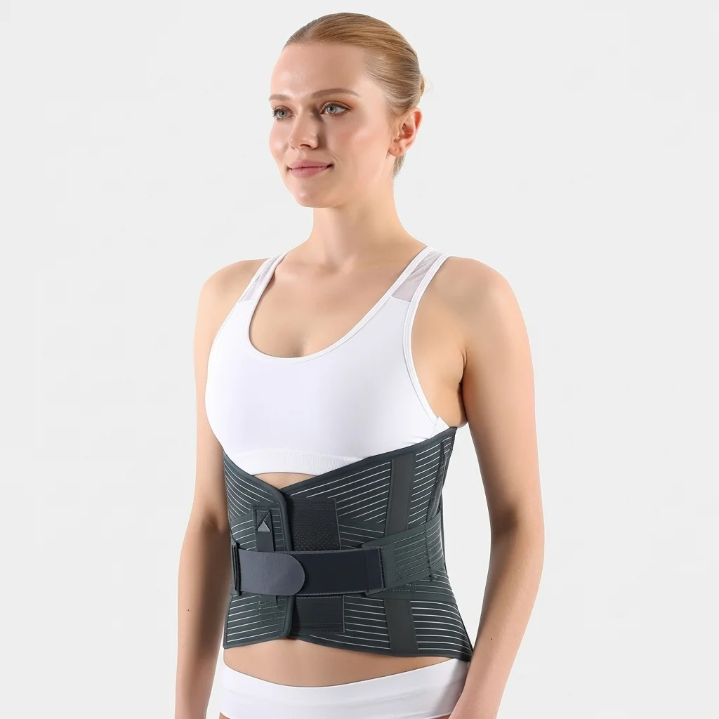 Ceinture lombaire D9 en lin souple avec armatures en acier pour soutien et stabilisation des lombaires