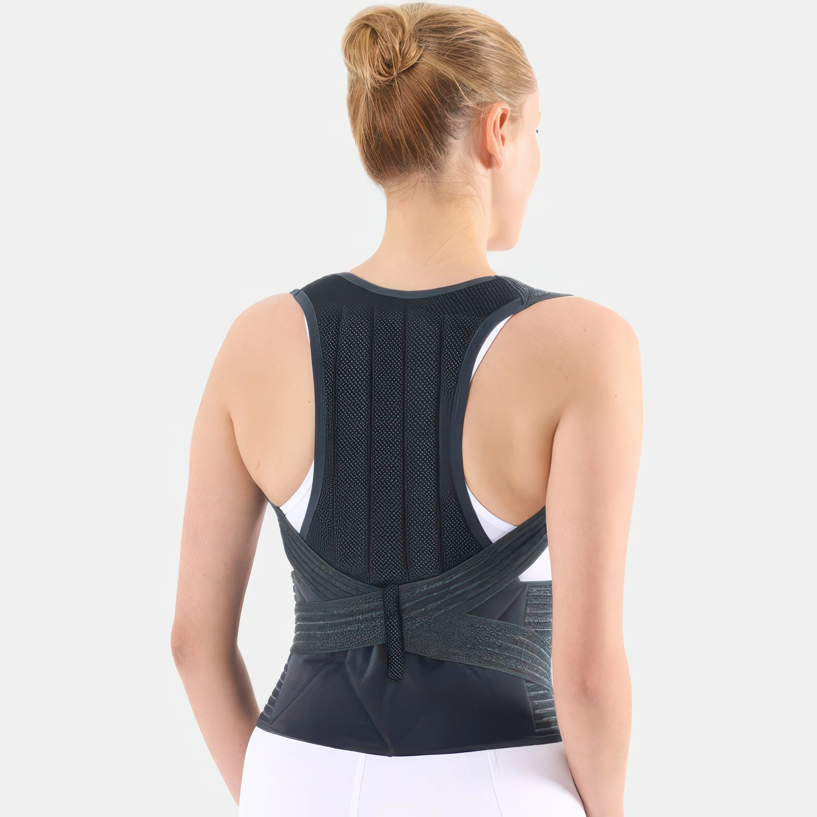 Ceinture redresse dos en lin souple avec armatures en plastique pour soutien et correction de la posture