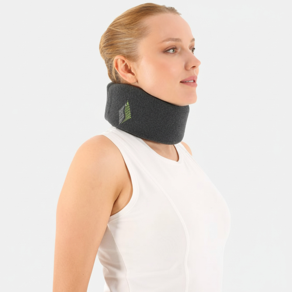 Collier cervical C2 semi-rigide en coton et tissu éponge pour soutien et chaleur cervicale