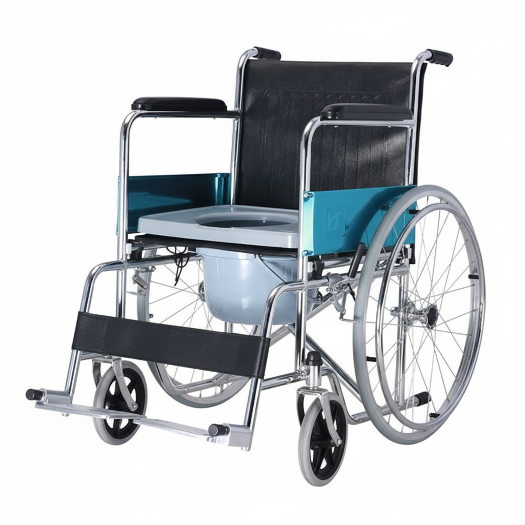 Fauteuil roulant pliant avec toilette intégrée