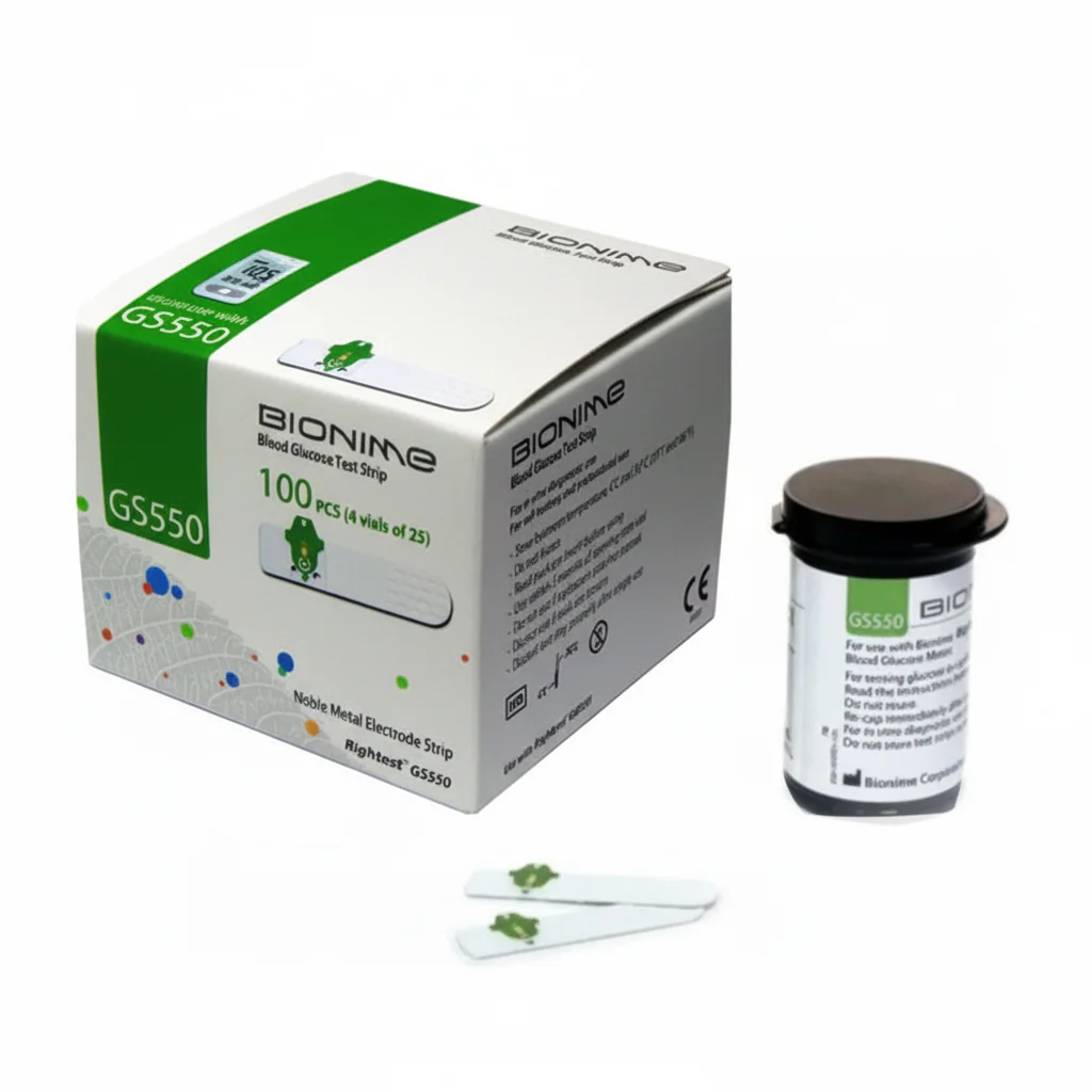 Boîte de 100 bandelettes BIONIME pour la mesure précise et rapide de la glycémie